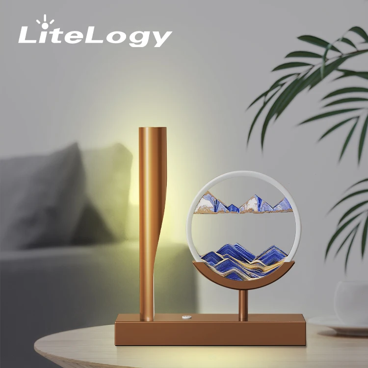 Newest  Creative Hourglass Quicksand Painting Lighting Timing Living Room BAR Wine Cabinet Table Decoration Lamp With LED Eye
