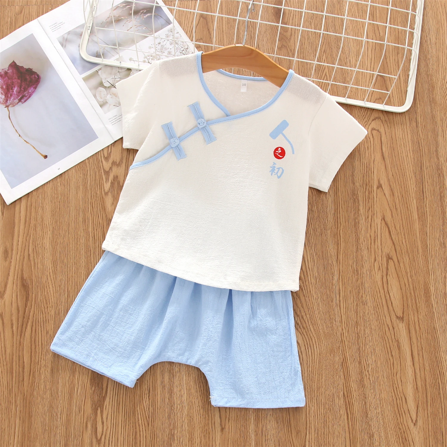 Wholesale cotton  Tang suit for kids short sleeve 2 piece set for baby wear
