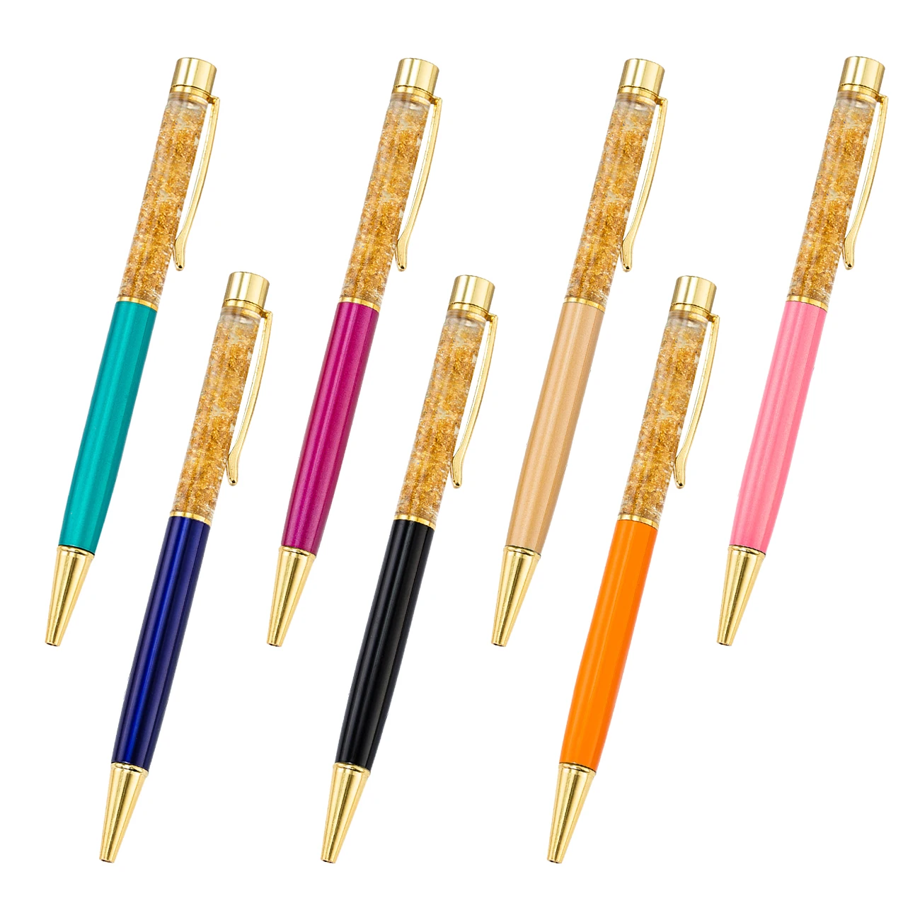 2021 New Products Gold leaf Ball Pen Custom Printing Metal Click Pen For Party Gift