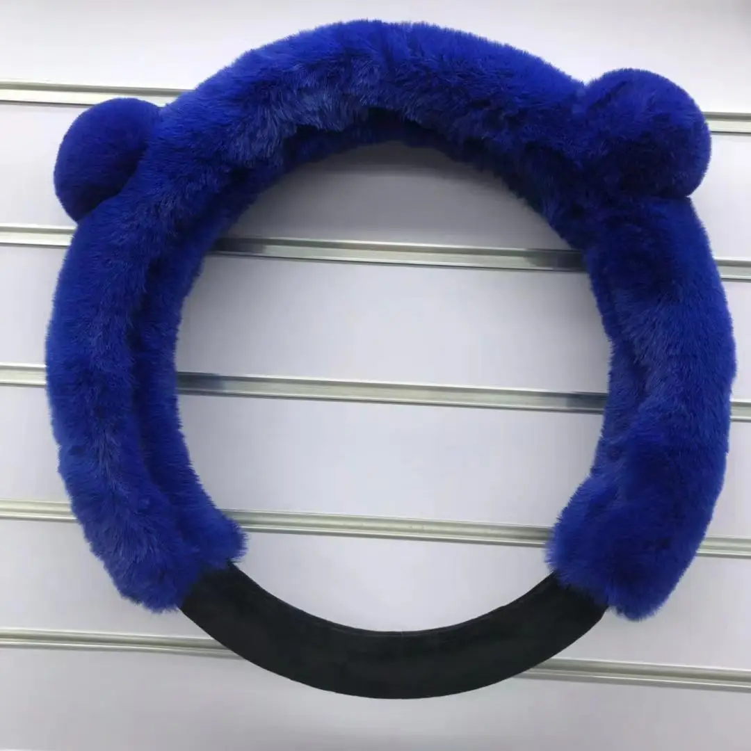 Cute Pattern Plush Material Warmth Hand Feeling Car Steering Wheel Cover