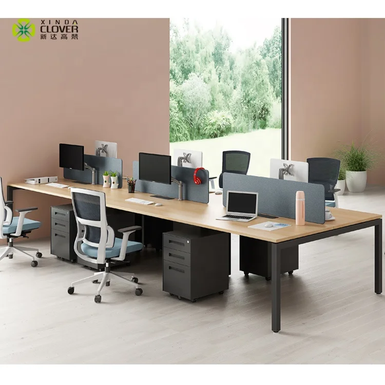 Coworking Desk Melamine Office Call Center Desk Modern Work Station For 6 Person