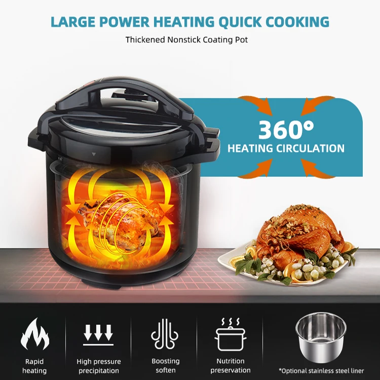 Premium Quality 1000W 6L Healthy Cooking Kitchen Appliance Electric High Pressure Cooker