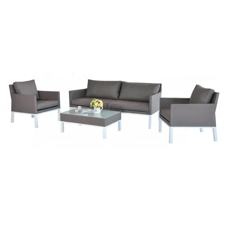 Aluminium Frame Textilener Fabric 4pcs Complete Patio Furniture Set Weatherproof Back Yard Furniture Outdoor tuinset