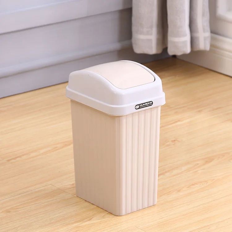 Wholesale Rectangular Dustbin Bathroom Garbage Bin Swing Top Lid Waste Bin Plastic Toilet Trash Can