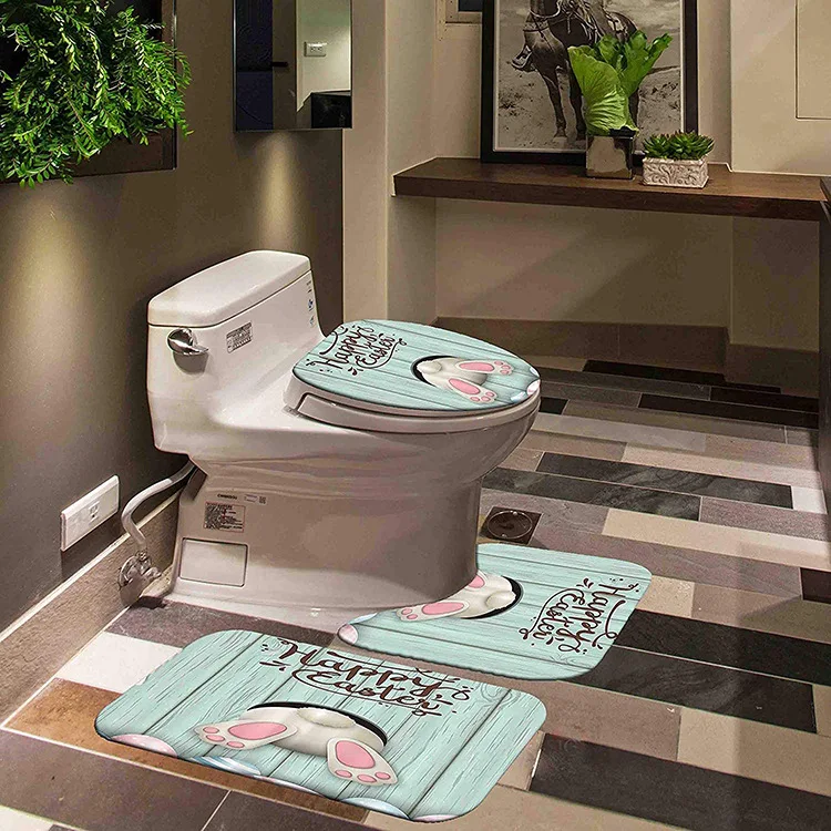 Хит продаж, водонепроницаемая роскошная классическая занавеска для душа из полиэстера для ванной Счастливой Пасхи, набор из 4 шт.