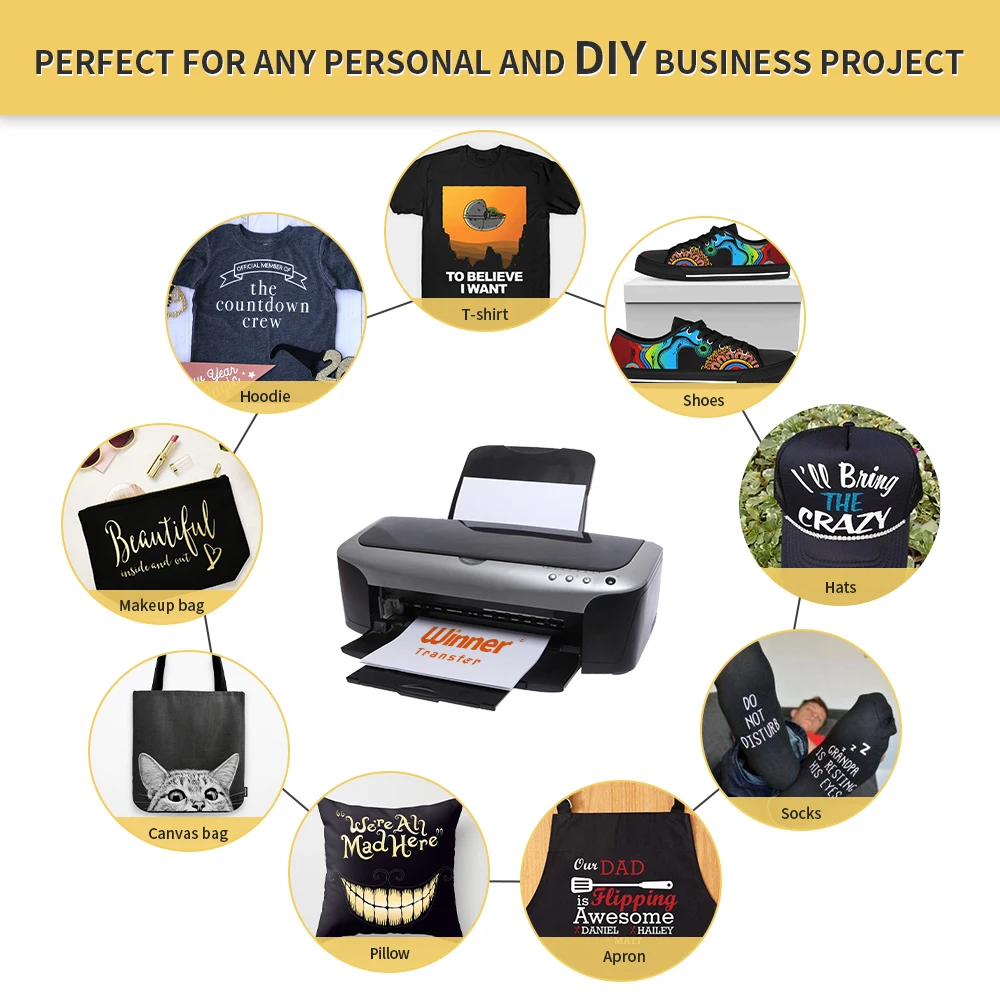 Winner Transfer hot sale A4 inkjet sublimation vinyl for dark cotton shirts