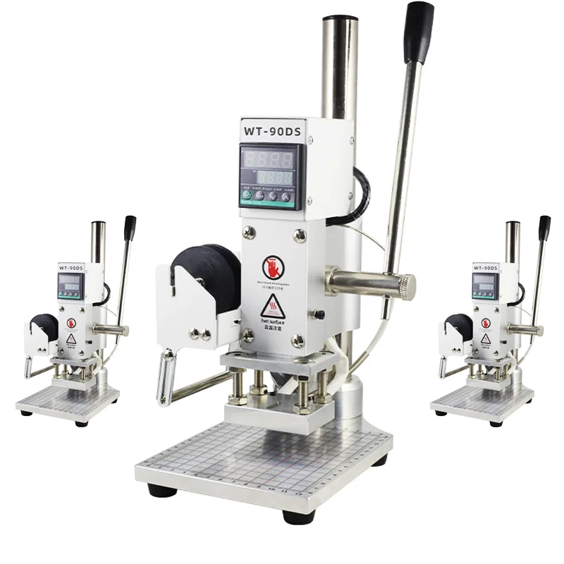90DS Leather Embossing Heat Press Machine Small Manual Digital Hot Stamping Machine For Wood PVC Paper Custom Logo Stamp