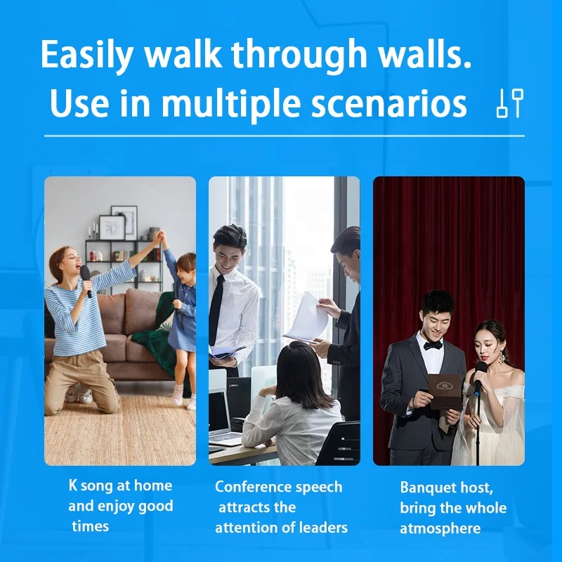 AT6100 Long Range Wireless Microphone System Handheld UHF Professional Wireless Microphones