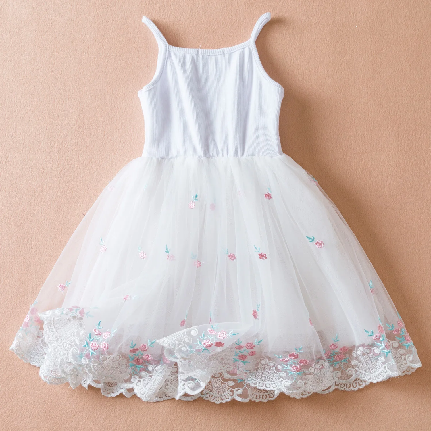 Wholesale New Hot From China Kids Clothes Girl Cotton Soild Color Flower Printing Sleeveless Dress