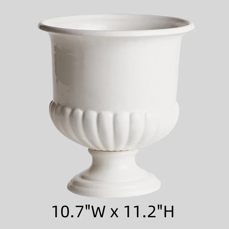 Large Ceramic Flower Pot with Roman Column Classic-Style Indoor Planter Pedestal Bowl-Shaped for Succulents Home Garden pottery