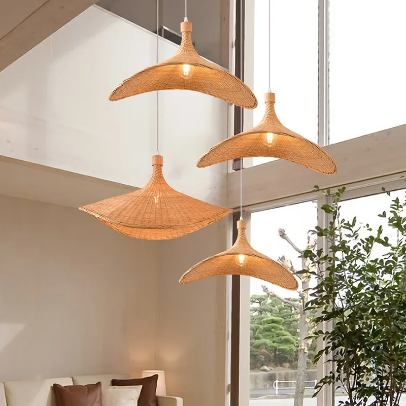 Bamboo Weave Chandelier Pendant Lights Woven Lamp Handmade Bamboo Lamp