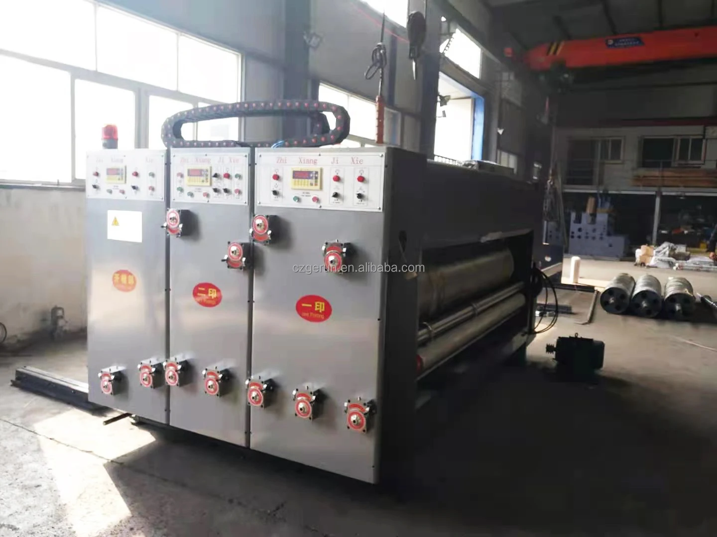 Semi-auto Chain Feeding Flexo Ink 2 Color Printer Slotter Die Cutter Stacker Machine