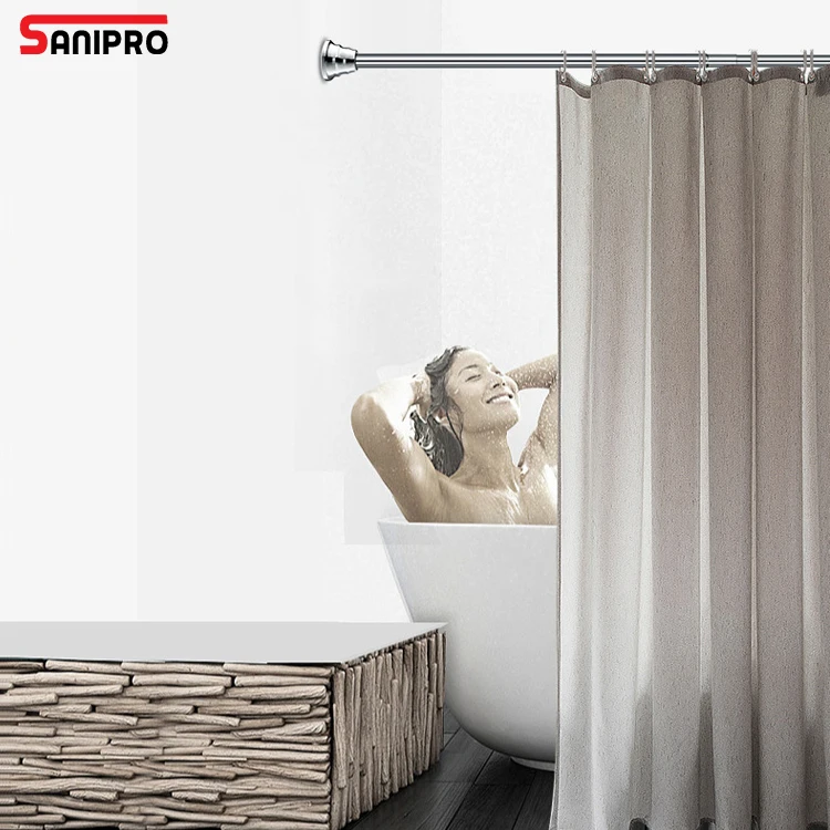SANIPRO Wholesale Flexible Telescopic Windows Curtain Poles Bath Tub Adjustable Metal Extendable Shower Curtain Rod