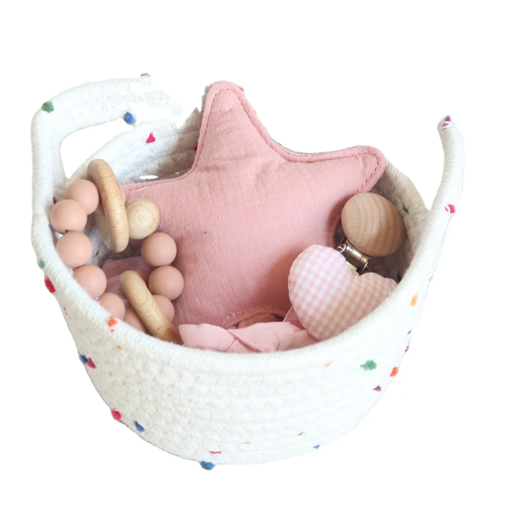Cute Baby Supplies Basket Rope Cotton Storage Cotton Rope Storage Basket