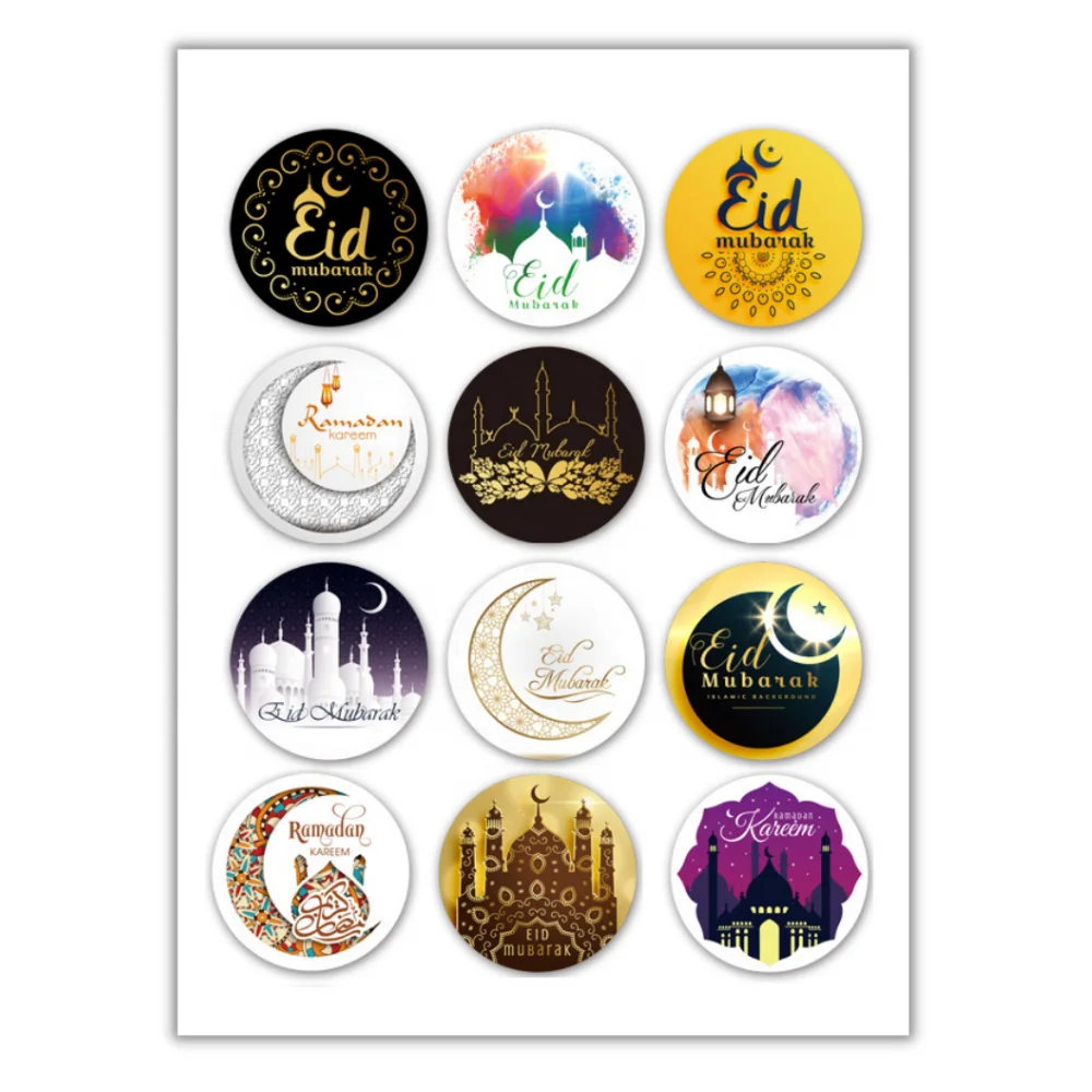 Islamic Muslim Ramadan Eid Mubarak 12 dots Gift Tag Paper Sticker eid mubarak party supplies Label Stickers