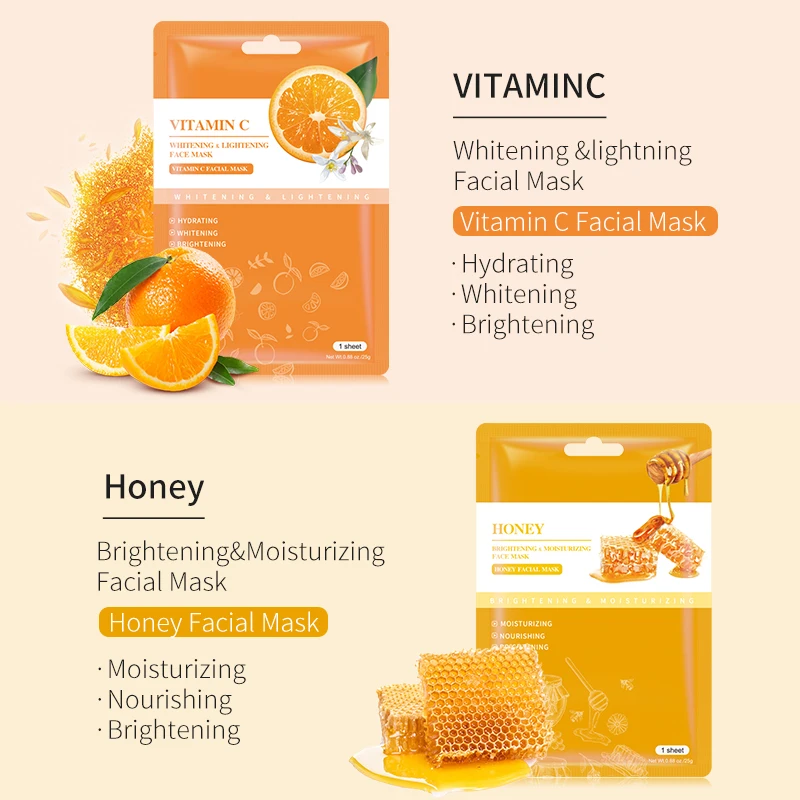 Natural Fruit Facial Mask Skin Care Beauty Korean Face Mask Sheet Natural Fruits Honey Aloe Avocado Facial Mask