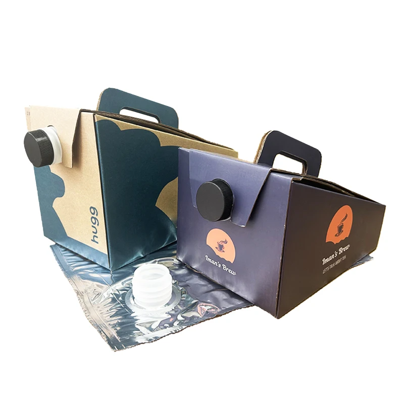 Custom Corrugated To Go Container disposable paper coffee box dispenser with Handle and Lids for Hot Cold Bulk Beverage Catering
