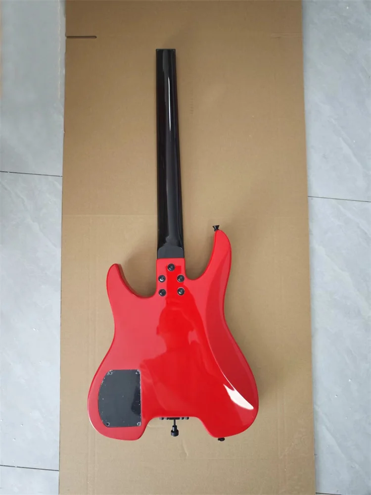 6 String Headless Electric Bass Guitar Black Red without Headstock 24 Frets SSH Pickup Mahogany Rosewood Cheap Bass Guitar