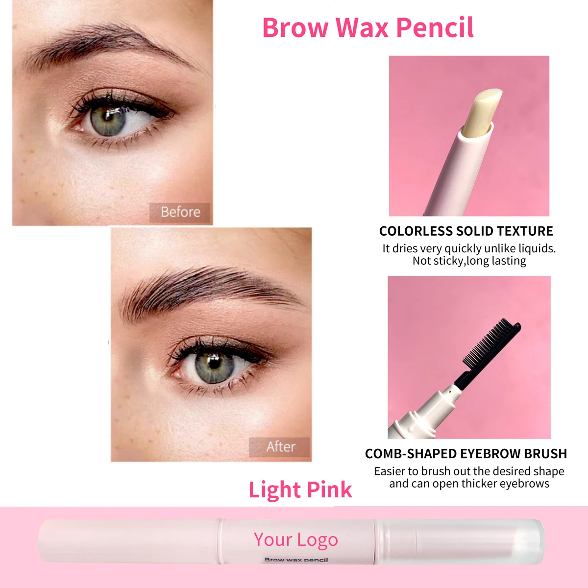 Custom logo Brow Gel Eyebrow Wax Pencil Waterproof Long Lasting Eyebrow Soap Pen Private Label Brow Wax Pen for Brow Styling