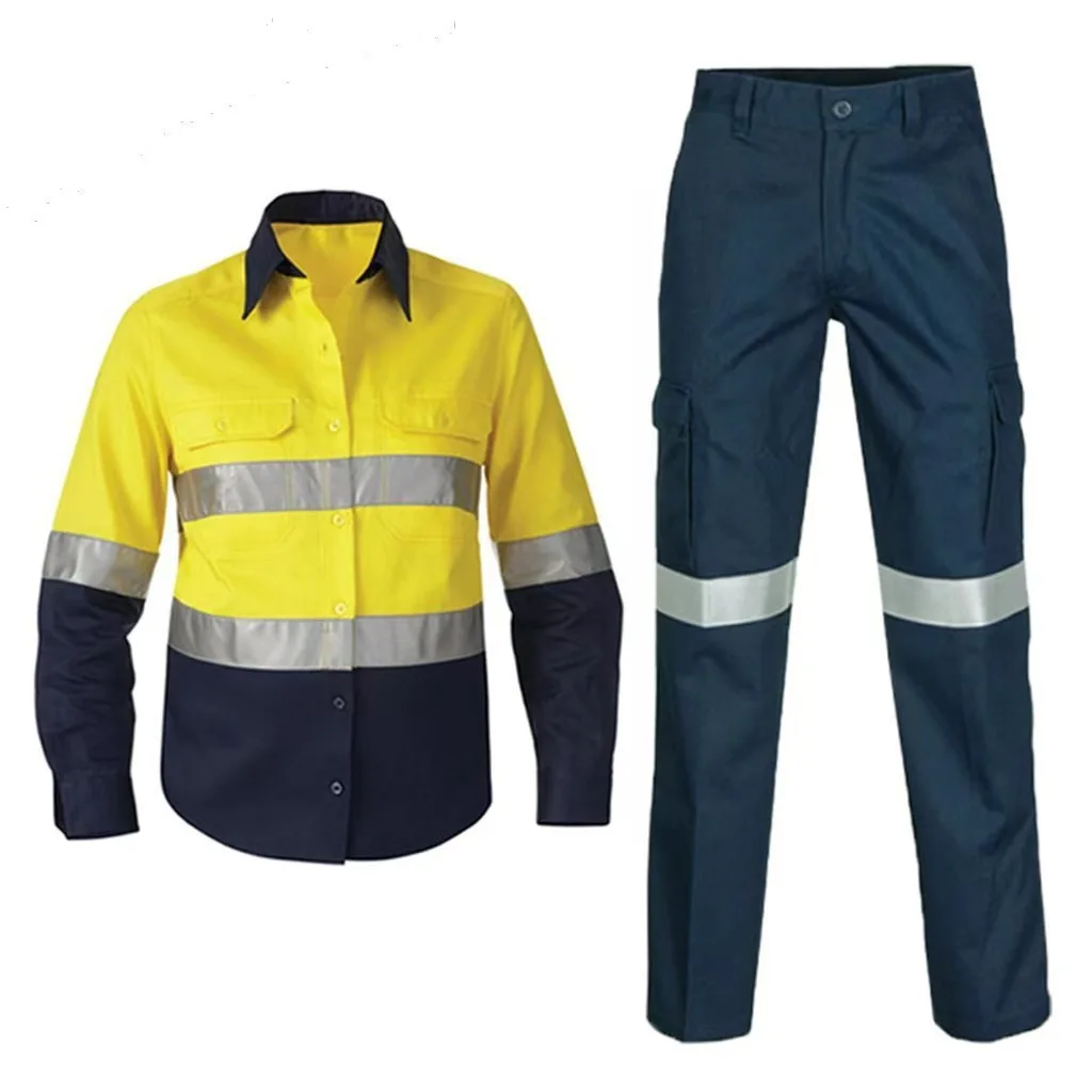 Construction High Hi Vis Workwear Work Clothes Wear Jacket Uniform Working For Men Overalls Industrial Safety Reflective Shirt