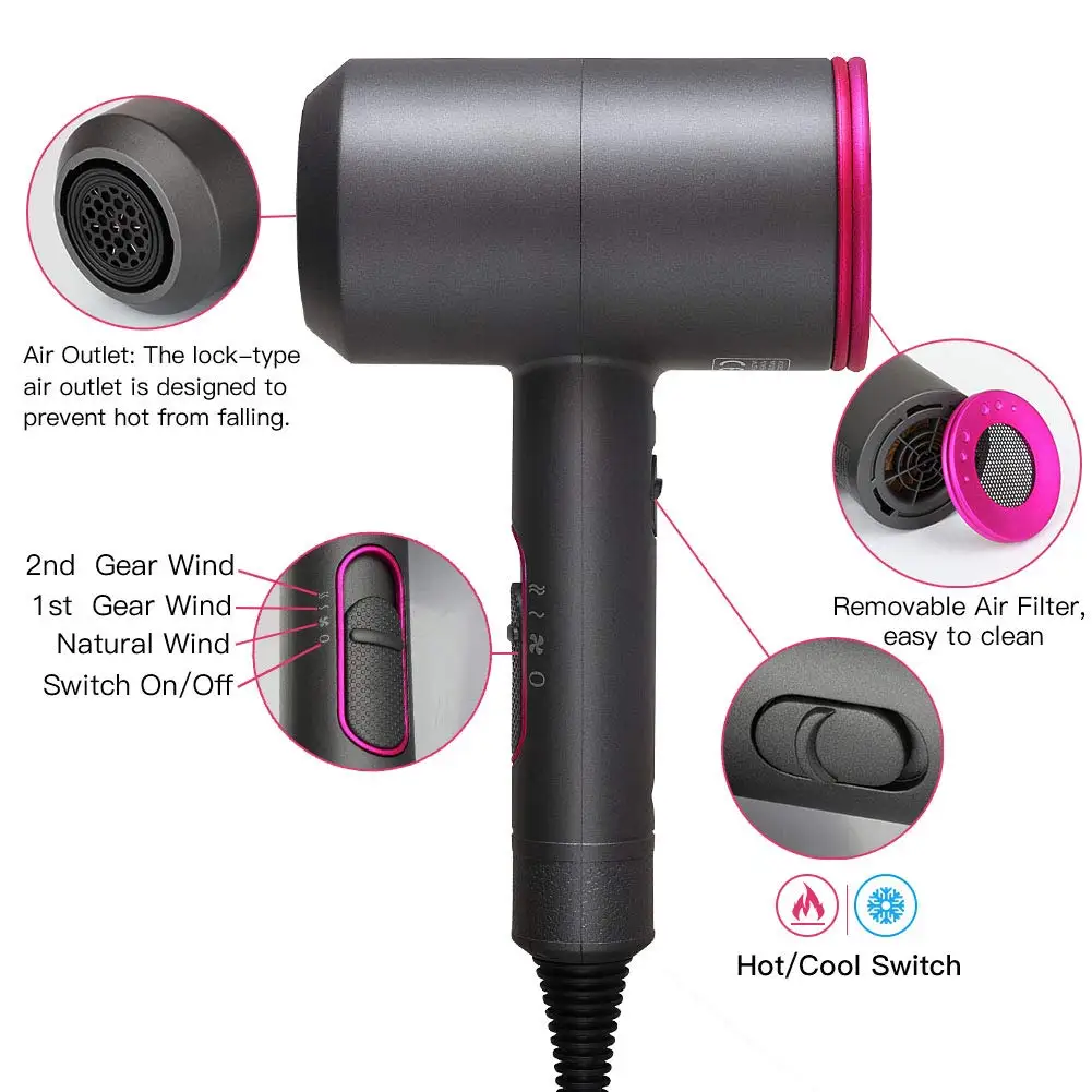 2024 Hair Dryer Professional Salon Hairdryer Negative Ion One Step Brush Straightener Blow Dryer