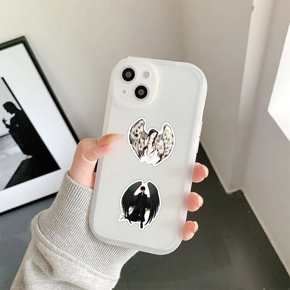 52Pcs Cartoon Fallen Angel Wings Hand Drawn Graffiti Stickers For Gift Bottle Waterproof Demon Lucifer Sticker