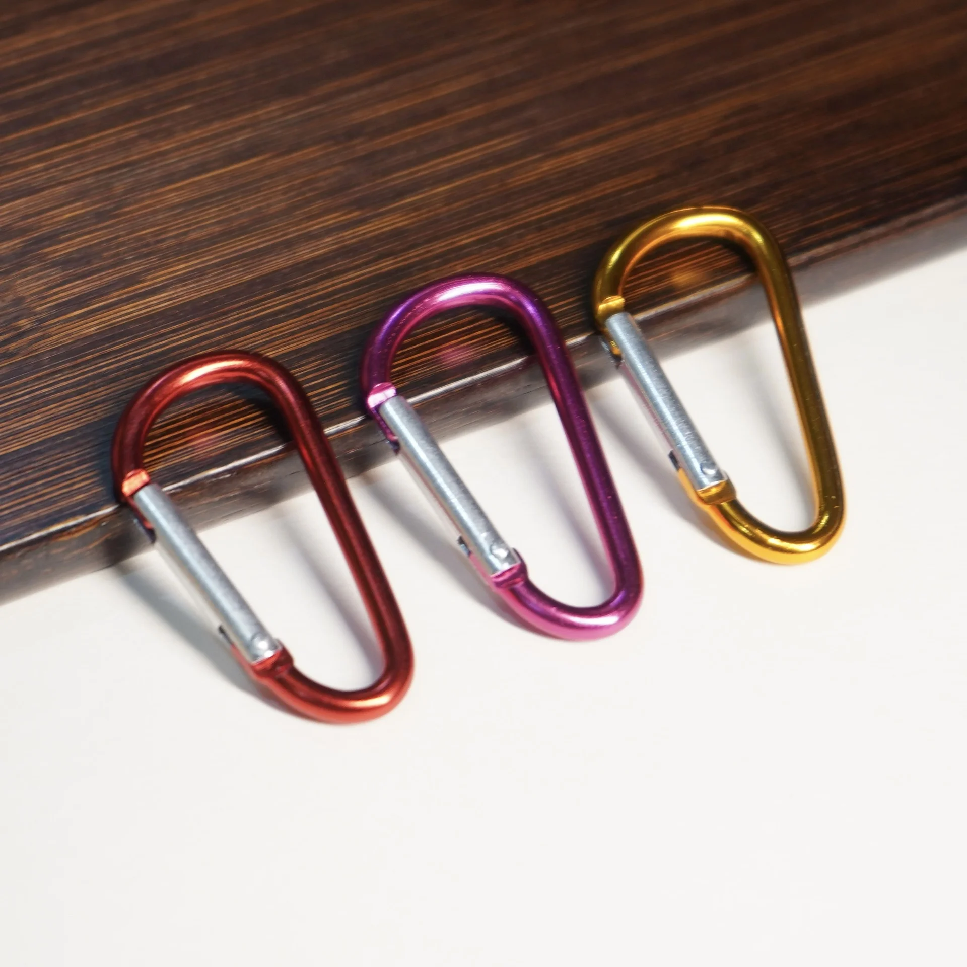 Colorful  #5 Aluminum Carabiner D Shape Buckle Pack Spring Snap Keychain Clip Hook
