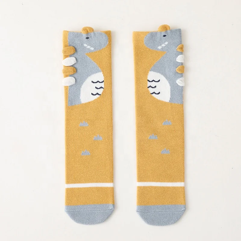 New manufacturer winter cute cartoon dinosaur cotton baby tights knee high socks girl