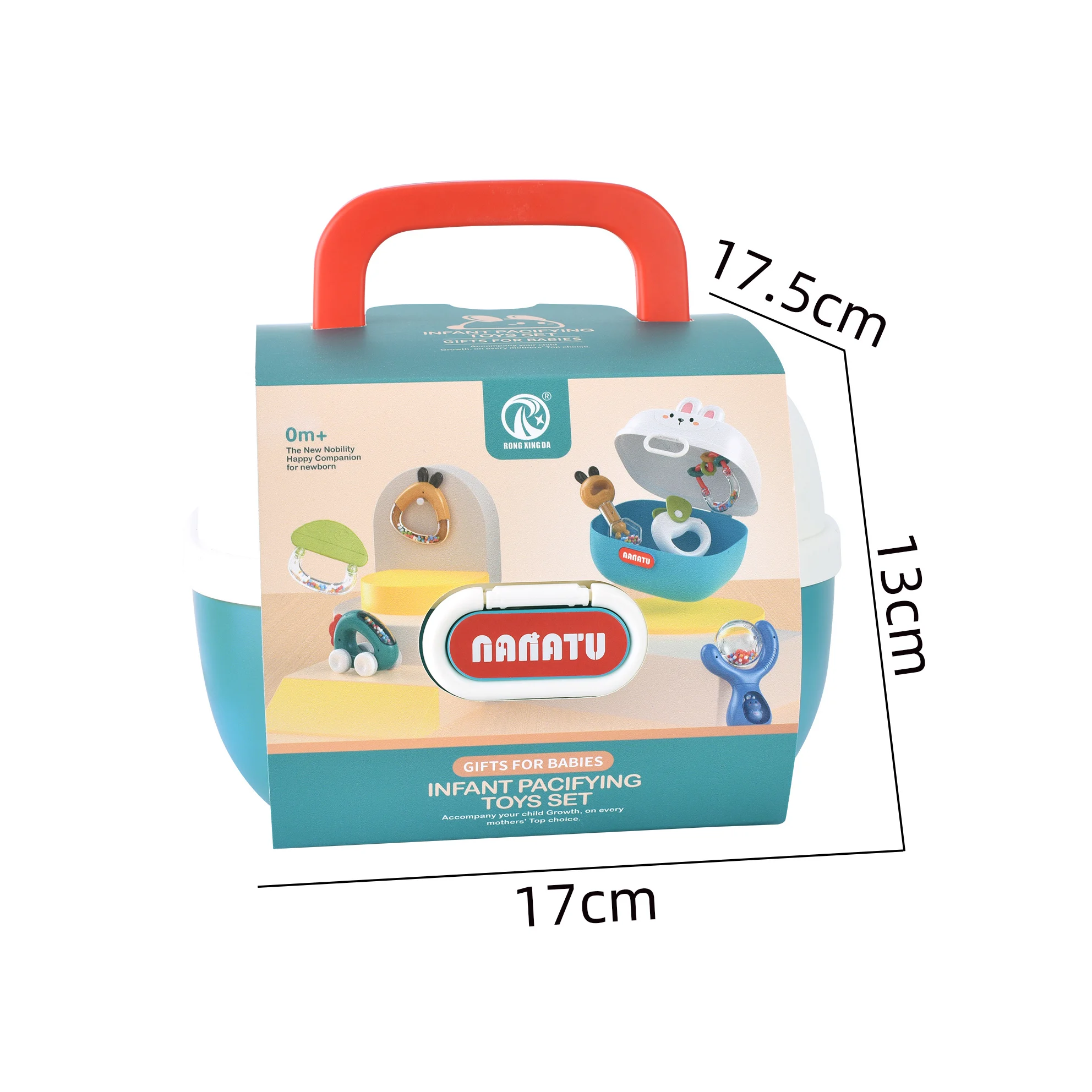 Hot selling new born gift storage box infant teething rattle toy newborn 12 10 6 months rattle set baby toys