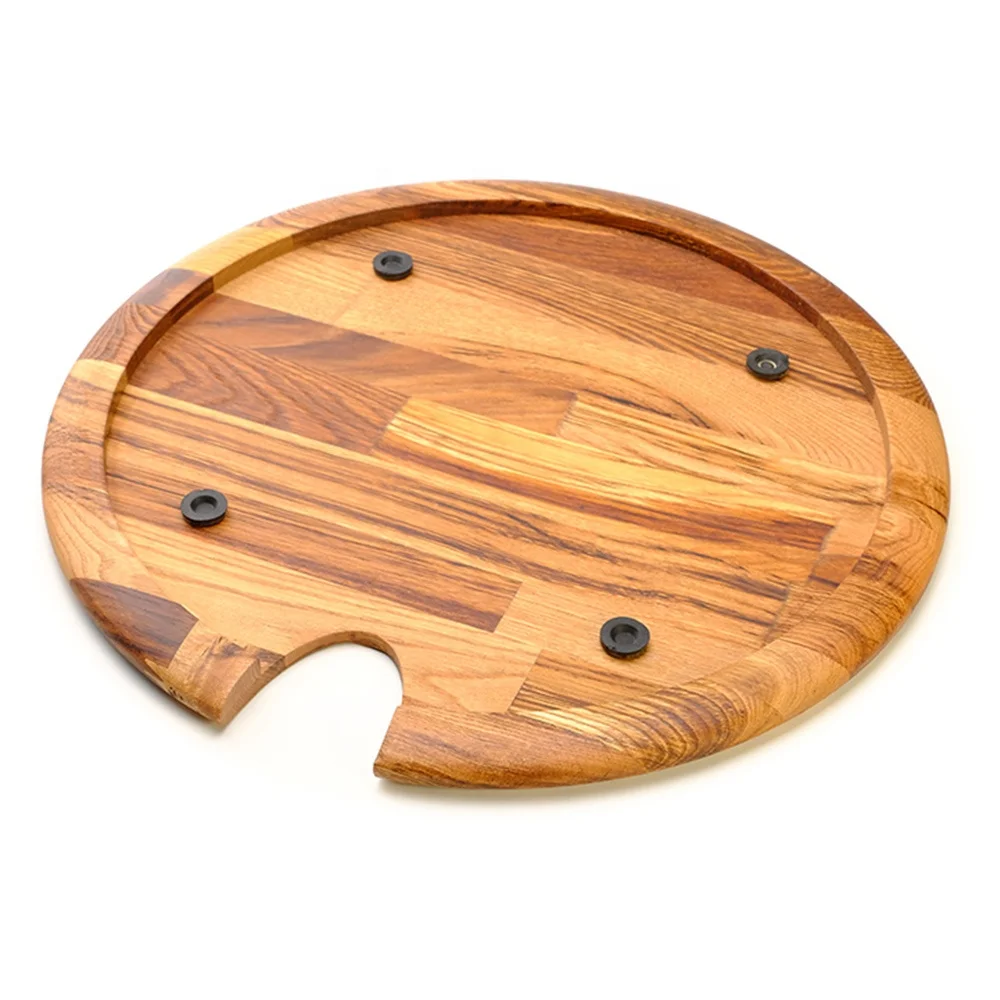 Service Platters Cast Iron with Wooden Base 36 Cm Plate Dish Stone Patterned Service PLATTER Customized Pattern Color Enamel 4mm