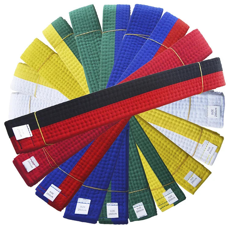 Wholesale sale multicolor martial arts Judo belts taekwondo black belt for dojo school