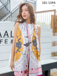 Multi-color silk twill comic print scarf for women sunscreen office scarf shawl party
