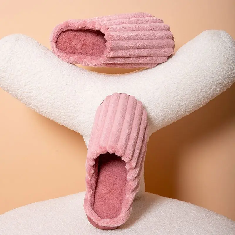 Hot Sale Plush Slippers Warm Rabbit Fur Indoor Non-Slip Winter Cotton Shoes Men And Women With The Same Style Wholesale