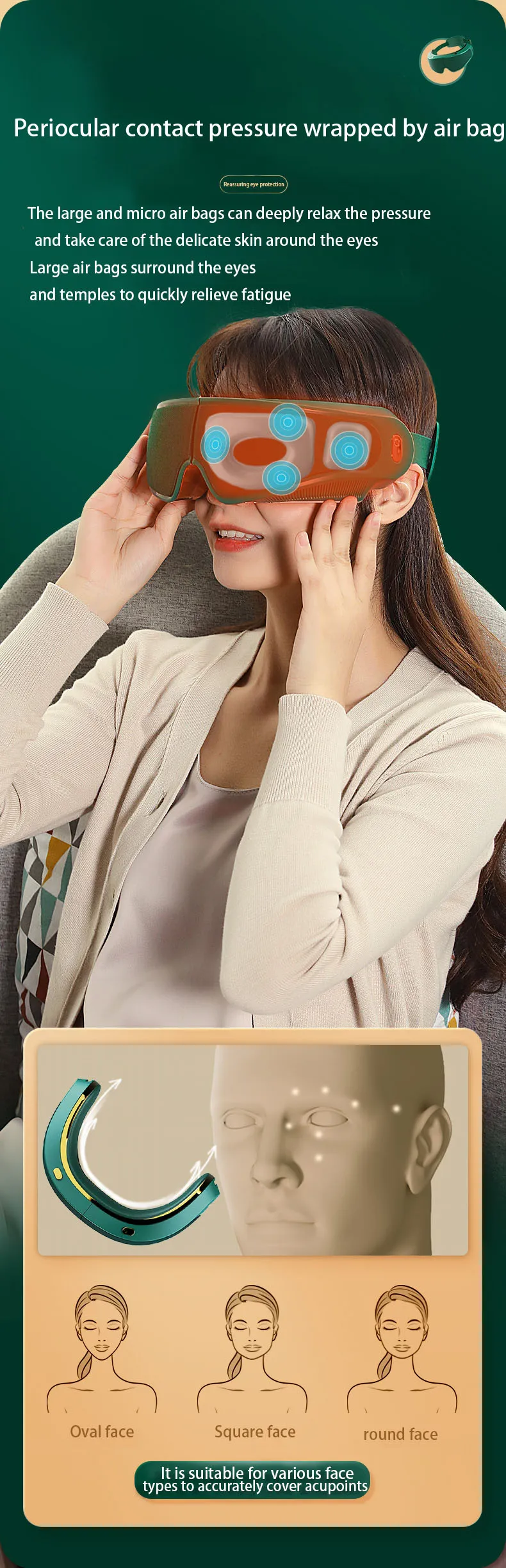 USB charge  Smart electric vibration eye massage with cold and heat Air compression eye mask for massage and beauty