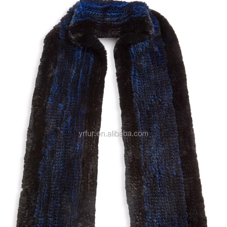 YR1118 Yanran Fur Y.ROGUSA Top Quality Rex Rabbit Fur Hand Knit Scarf Can customize your design