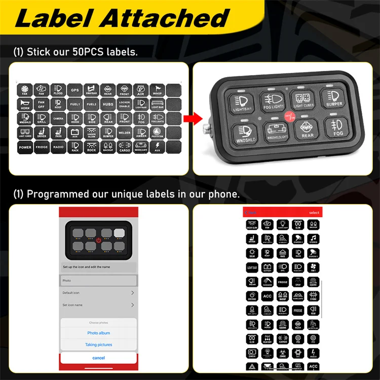 12-24 Volt Phone APP Control 8 Button RGB Backlighting Switch Panel Power System
