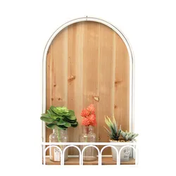 Modern Arch Shape Decorative Wood Metal wall mount floating storage Shelf for home decor