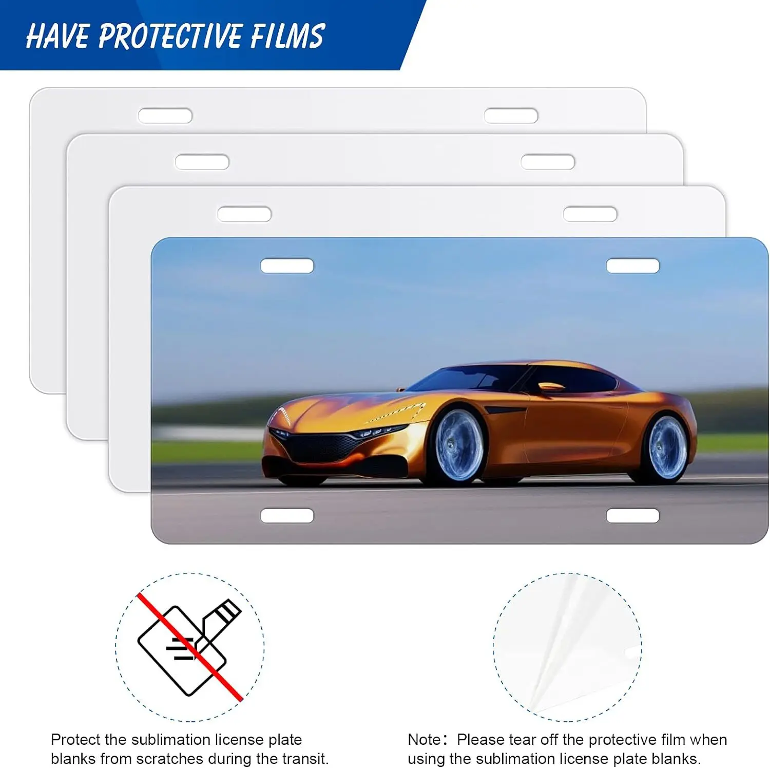 Factory wholesale 0.22mm 0.45mm 0.65mm 1mm aluminum white sublimation licence plate car licence plate frame blank