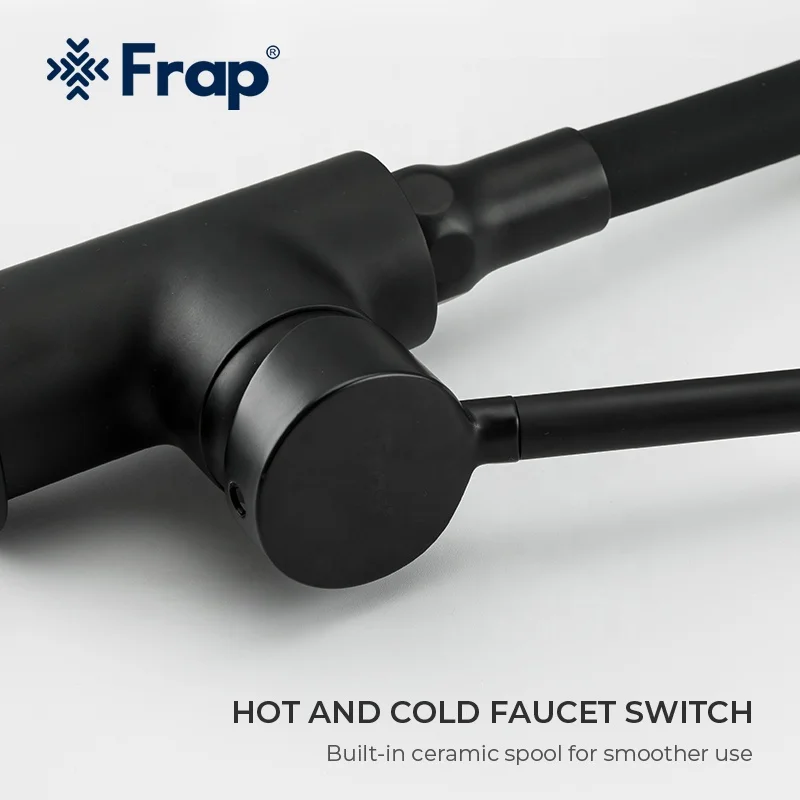 Frap оптовая продажа черный кухонный смеситель кран vervied Латунь горячей и холодной воды съемный кухонных смесителей F4044-6