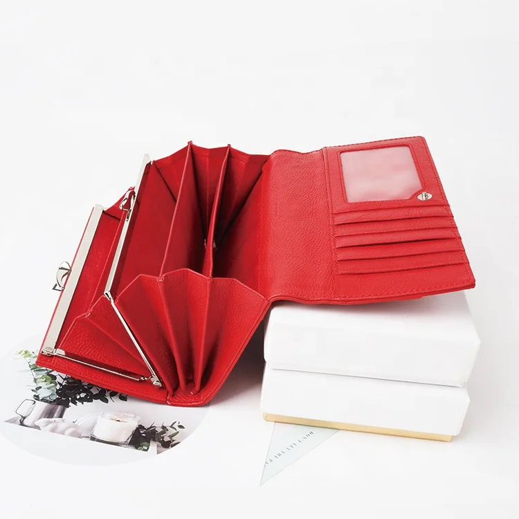 Factory Wholesale Custom RFID Blocking Genuine Leather Zipper Wallet for Women