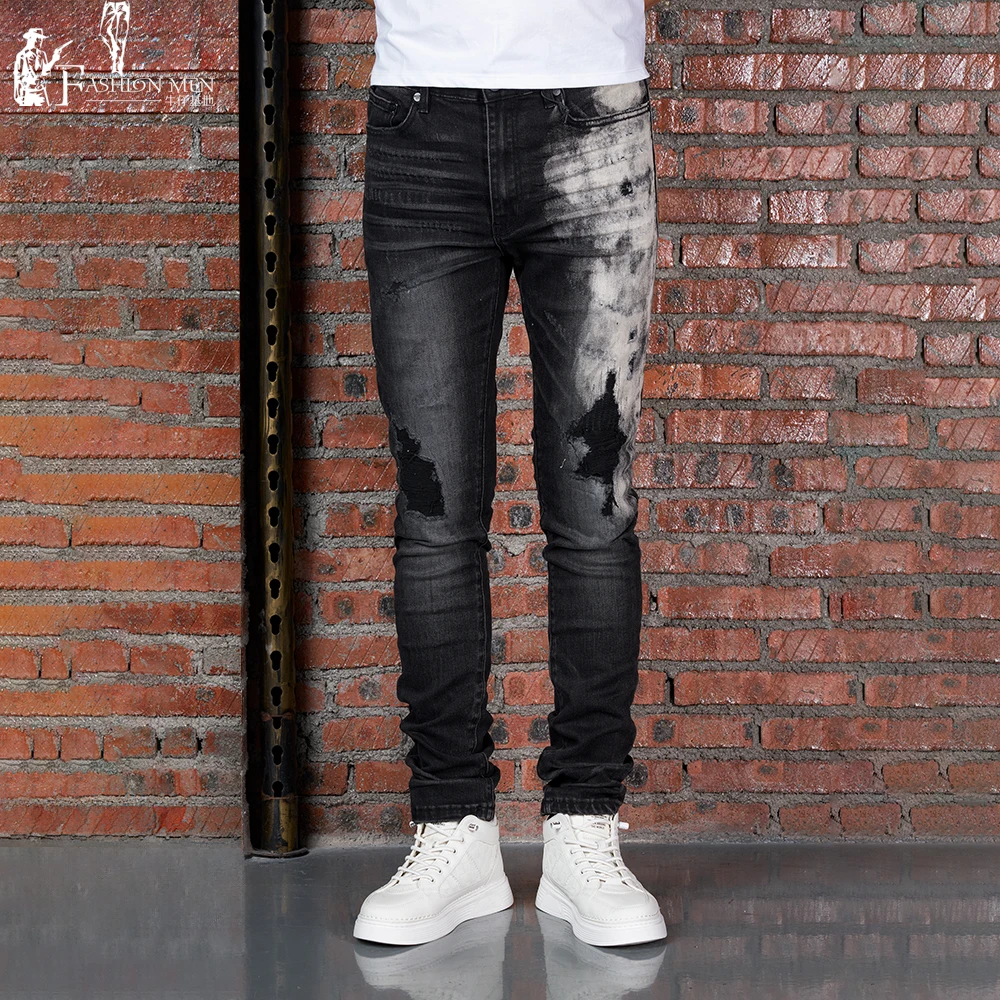 new fashion jeans pants wholesale custom logo Slim Fit distressed jeans men skinny denim jeans men denim