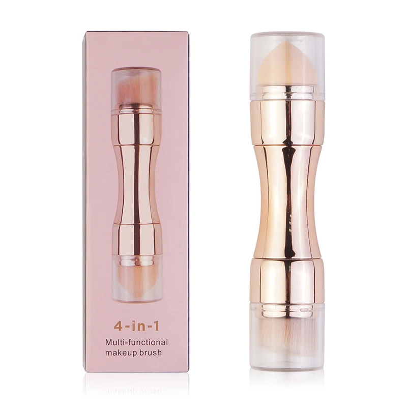 2019 private label Top quality patent design 4 in 1 multifunctional retractable make up  sponge blush smudge lip  makeup brush