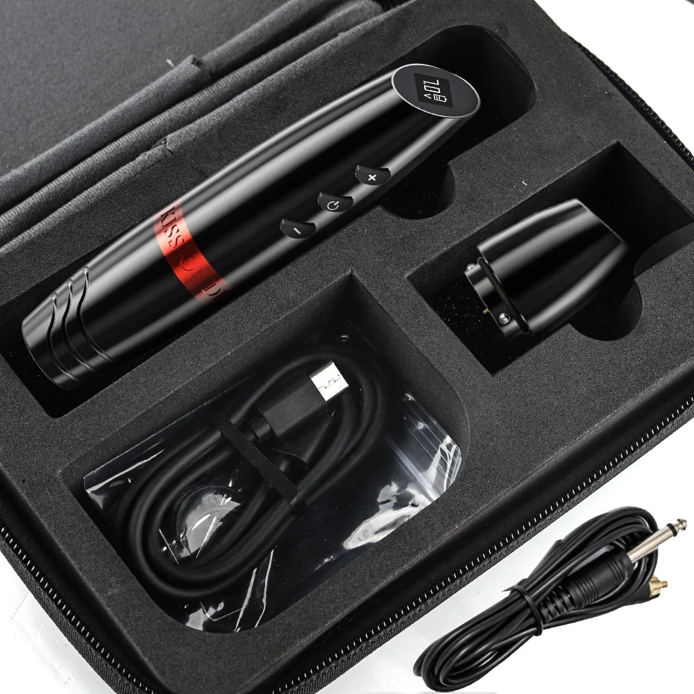Custom logo rotary permanent make up pen kit cordless tattoo machine with battery and RCA