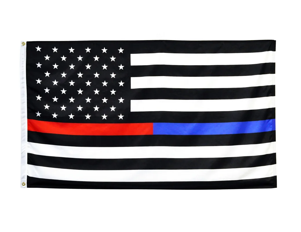 Stock 3*5ft 100% Polyester Thin Blue Red Two Colors Line Police Flag
