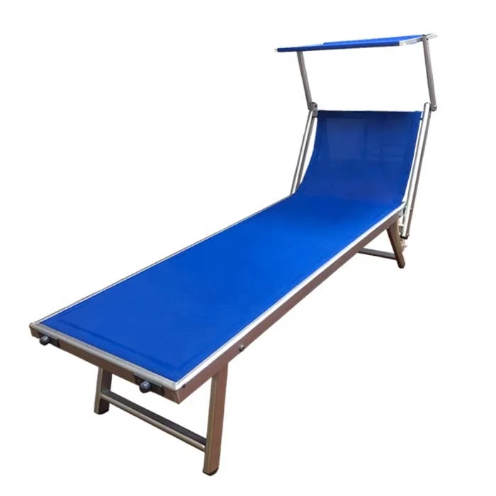 
Aluminum Folding Chaise Lounge Bed With Sunshade LETTINO SPIAGGIA 