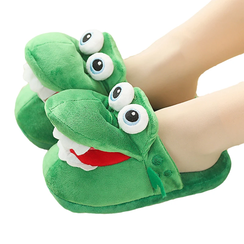 New Arrival Funny Cute Stuffed Animal Soft Plush Crocodile Slippers with Open Mouth