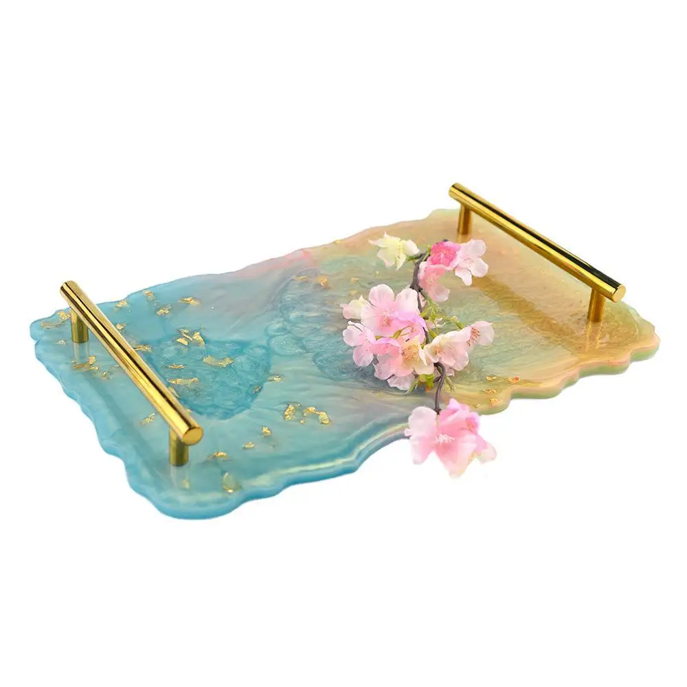 K031907 DIY Resin Mold tray and coaster &fruit tray plate silicone mold Rectangle Large Fruit Tea Tray Molds for Craft