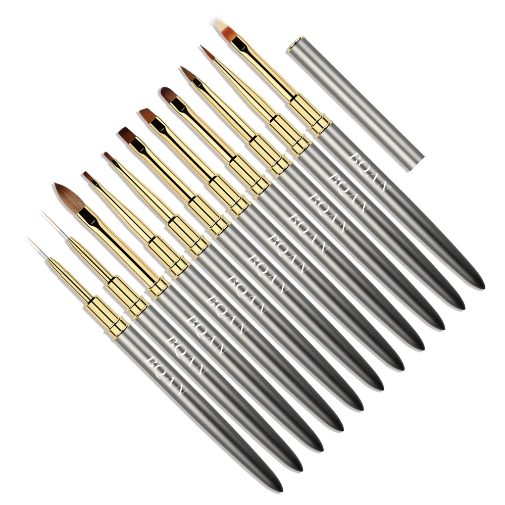 BQAN Black Pana Nail Brush Set Nail Liner Brush Custom logo Sable Kolinsky Hair Acrylic Brushes For Nails