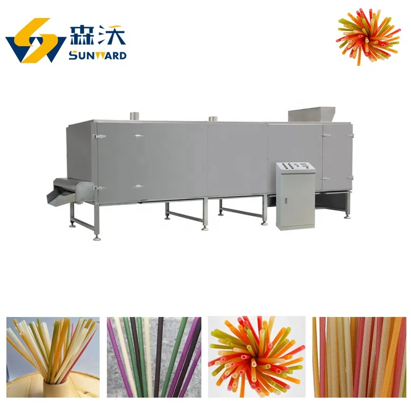 Sunward 100-150kg/h pipe straw machine food grade environment protection eatable straw line edible knife spoon plant