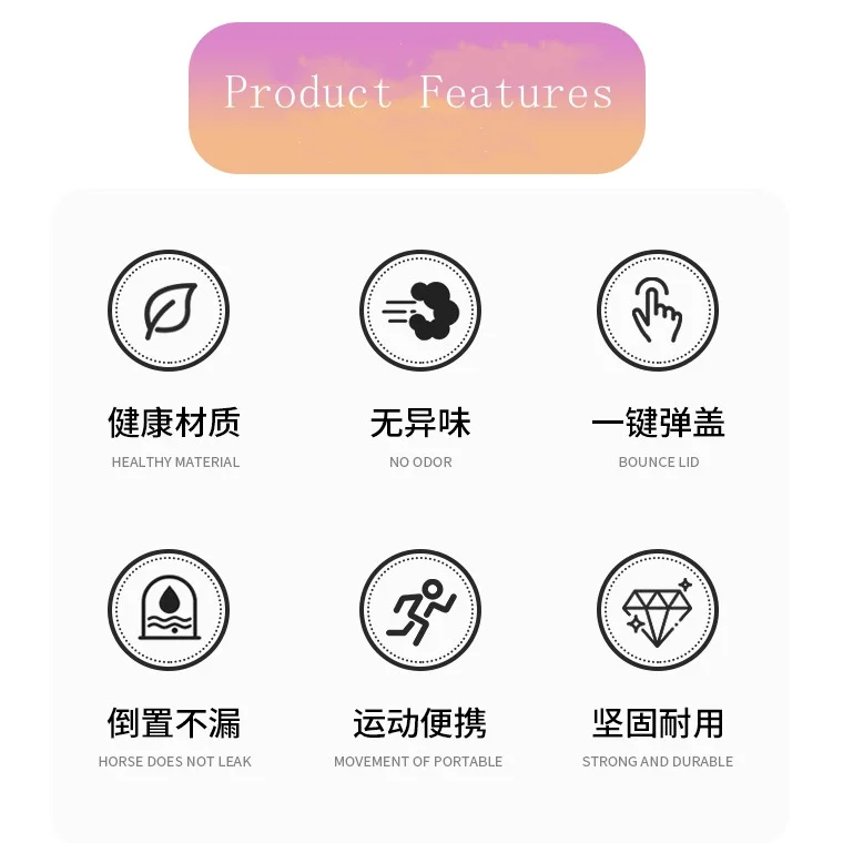 Gradient Frosted Straw Dual-Drinking Large-Capacity Plastic Cooler Cup 3pcs Car-Mounted Water Bottle 3 in 1 Set For Gym